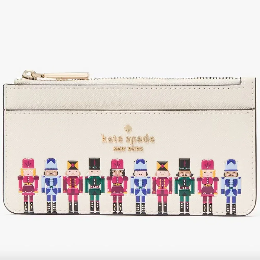 kate spade Oh What Fun! Nutcracker large slim cardholder NWT